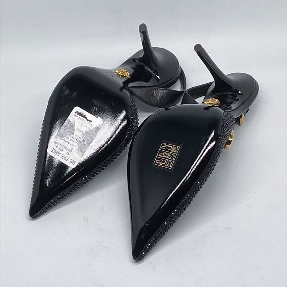 Versace  110MM Embellished Leather Slingback Pumps size 37.5 - Picture 14 of 16